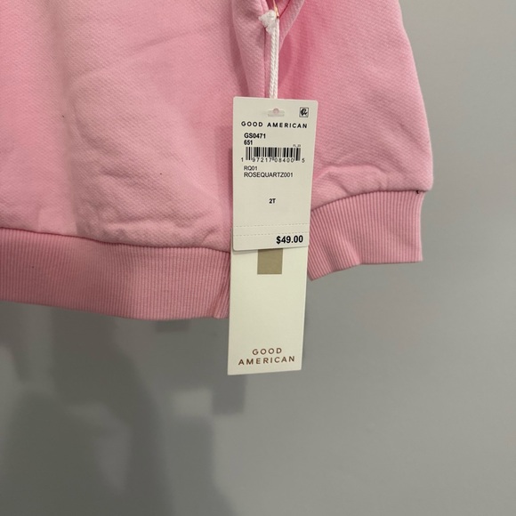 Good American Kids Pink 'All Good' Sweatshirt Size 2T Girls Bling Rose Quarts - Picture 3 of 4
